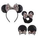 Leopard Mouse Ears Headband, Animal Party Headwear - Classic Ears Clips, Scrunchies, Princess Accessories for Women and Girls