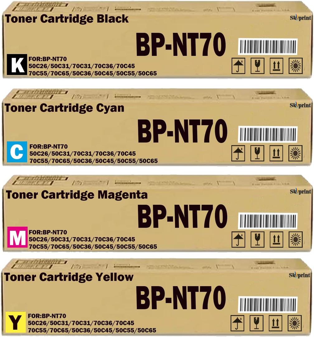 BP-NT70 BP-NT70BA NT70CA NT70MA NT70YA Toner Cartridges Replacement for Sharp BP-NT70 BP-50C26 BP-50C31 BP-70C31 BP-70C36 BP-70C45 BP-70C55 BP-70C65 BP-50C36 BP-50C45 BP-50C55 BP-50C65 Printer