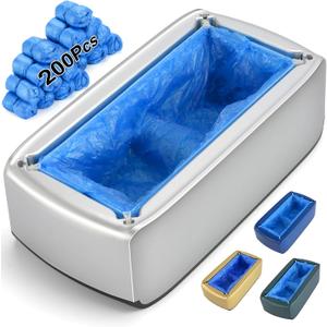 LYSHIYI Shoe Cover Dispenser with 200pcs Disposable Shoe Covers, Automatic Shoe Cover Machine Fits shoes up to Men's size 12, Suitable for Home, Factory, Hospital (Silver)