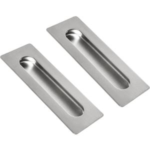 HOMOTEK 2 Pack Flush Pull 7 in Sliding Closet Door Handles Recessed Rectangular Big Handles Bypass Door Handles, Large Size Satin Brushed Stainless Steel Barn Door Finger Pull Set, Free of Sharp Edge