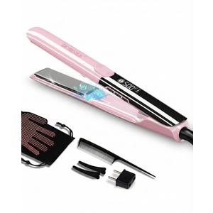 DORISILK 500 Degree High Temp Professional Hair Straightener，30s Fast Heating Ceramic Flat Iron ，2 in 1 Hair Straightener and Curler，Plasma Flat Iron Get Frizz-Free and Shiny(Pink)