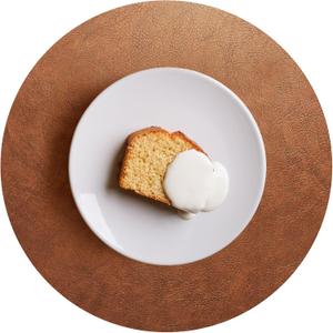 RENMTURE Faux Leather Placemats Set of 4,with 4 Cup mat,Washable, for Kitchen Dining Table,Restaurant,Coffee Shop (Walnut Brown, Round)