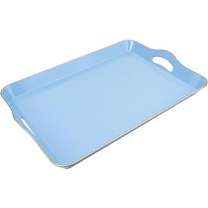 Spsyrine Light Blue Decorative Tray, Elegant Plastic Serving Tray with Handles, Coffee Table Tray for Ottoman, Living Room, Home Decor