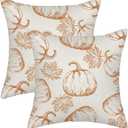 AGAYNA Fall Pillow Covers 16x16 Burnt Orange Pumpkin Decor Throw Pillows Case for Couch Maple Leaves Autumn Harvest Indoor Outdoor Decorative Cushion Cases for Sofa Bed Decorations Set of 2
