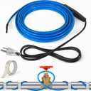6Ft Heat Tape for Water Pipes, Self-Regulating Pipe Heat Cable with Thermostat, Freeze Protection Water Pipe Heating Cable with Fiberglass Tape, 7.6w/ft, 120V, ETL Listed