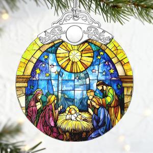 3 x Christian Gifts: Stained Glass Nativity Ornament | Christmas Ornaments (Christmas Tree Decorations), Christian Holiday Decor, Holy Family Decoration, Religious Gifts, Baptism Gift & Xmas Gift