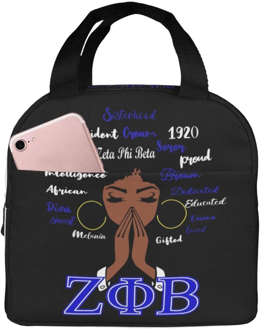 Women's Lunch Bag Sorority Paraphernalia Gifts for Women Reusable Lunch Tote for Office Work Picnic Hiking