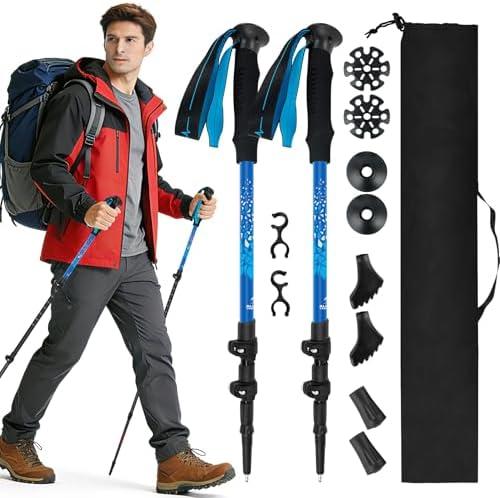 Lightweight Trekking Poles for Hiking – 2 Pack Retractable Aluminum Walking Sticks, Adjustable Hiking Sticks for Men, Women, Seniors, Collapsible Nordic Poles for Travel, Climbing, Backpacking