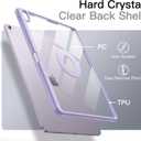 JETech Magnetic Detachable Case for iPad Air 13-Inch M3/M2 (2025/2024) with Pencil Holder, Removable Rotating Clear Cover, Portrait/Landscape Stand with Raised Screen View (Purple)