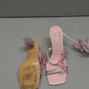 Womens Lace Up Sandals Square Open Toe Chunky High Heels Rhinestone Strappy High Block Heel Sandals Sparkly Dress Party Wedding Shoes (7.5, Pink)