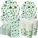 Pickmesh 250 Pcs St. Patrick's Day Party Supplies Kit for 50  Shamrock Disposable Paper Plates, Napkins and Cups for St. Paddy's Day Party, Irish Celebration, Birthday Decorations (Green)