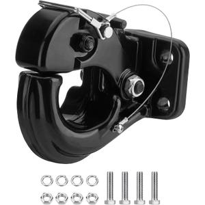Pintle Hook Hitch 66,000 lbs, Fits 2-1/2 to 3-Inch Lunette Ring Pintle Hitch Receiver, Forged Steel Structure, Anti Corrosion and Anti Rust Coating