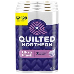 Quilted Northern Ultra Plush Toilet Paper, 32 Mega Rolls = 128 Regular Rolls, 3X Thicker*, 3 Ply Soft Toilet Tissue (255 sheet (Pack of 32))