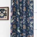 Navy Blue Vintage Floral Patterned Curtains for Living Room - William Morris Victorian Decorative 70% Blackout Moody Pattern Green Dark Academia Curtains Drapes 84 Inch Length 2 Panels Set for Bedroom