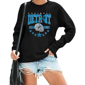 FAYALEQ Football Sweatshirts for Women Game Day Long Sleeve Shirts Football Graphic Pullover Sweatshirt Crewneck Casual Tops (Black, XXL)