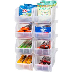 Plastic Containers for Organizing and Storage Bins for Closet, Kitchen, Office, Garage or Pantry Organization, Stackable Bins, Medium (11" x 5" x 5.5"), 8-Pack, Clear