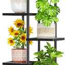 LASZOLA 6 Tier Plant Stand Indoors Outdoors for Large Heavy Duty Planter, Black Metal Tall Flower Holder Rack with Multiple Shelf for Modern Patio Corner, Vertical Organizer, Weather Resistant Bracket