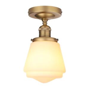 JIMUBEAM Industrial Semi Flush Mount Ceiling Light with Milk White Glass Pendant Lamp Shade, Vintage Close to Ceiling Light Fixture for Porch, Hallway, Entryway, Kitchen, Bedroom, Hotel