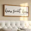 40"x15" Home Sweet Home Wood Framed Wall Decor, Rustic Farmhouse Horizontal Wall Art Sign, Large Hanging Decoration for Living Room Bedroom Entryway Couch Bed