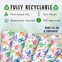 DazzleDaisy 6-Sheet Dragon Gift Wrap Set – Colorful Birthday Wrapping Paper, Matching Tags & Stickers for Boys & Girls, Eco-Friendly Kraft Paper Sheets