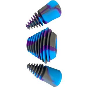 Green Piece Three Silicone Purple Cleaning plugs + stoppers. Preserver Cap Airtight Bottle Plug Odor Proofing Glass, Plastic and Silicon Pieces