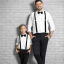 2 x MDSTYLE Suspenders for Men Women Boys - Adjustable Y-Back (Black)