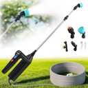 Battery Powered Sprayer Wand with 32.8FT Extended Hose, Electric Garden Sprayer with 3 Speeds & Battery Indicator, 4 Nozzles, 7.4V Portable Weed Sprayer for Lawn Care, Fertilizing, Watering