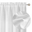 Chyhomenyc White Curtains 84 Inch Length 2 Panels Set, Faux Linen Textured Semi Light Filtering Soft Airy Farmhouse Curtain Drapes for Living Room Bedroom, Cortinas para Sala, 40Wx84L