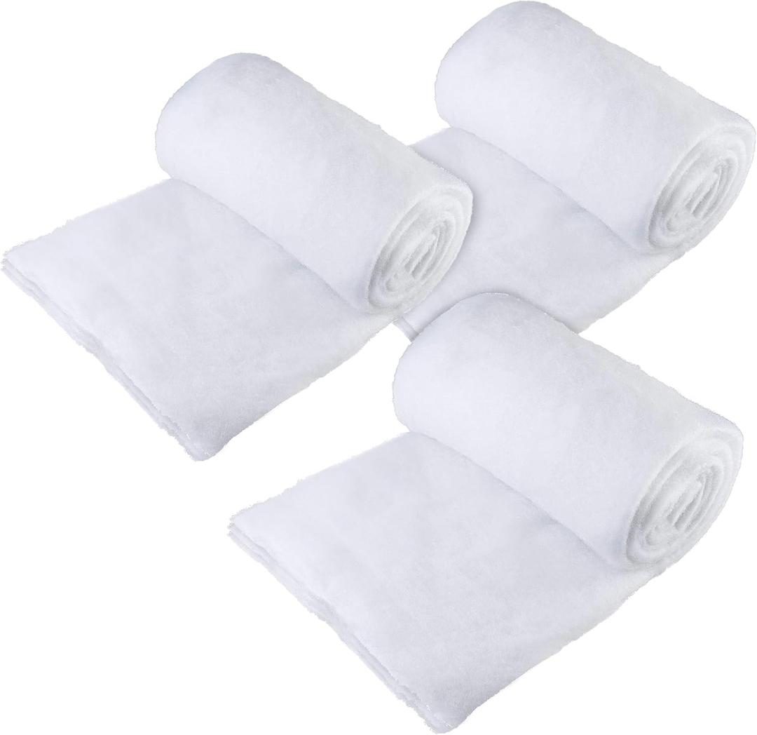 stargo 3 Pack Fake Snow Blanket Roll for Christmas Village Displays, Christmas Tree Deocration  Thick White Soft Fluffy Faux Snow Backdrop Artificial Snow Blanket Cover (Each Roll 2.6 x 7.8ft)