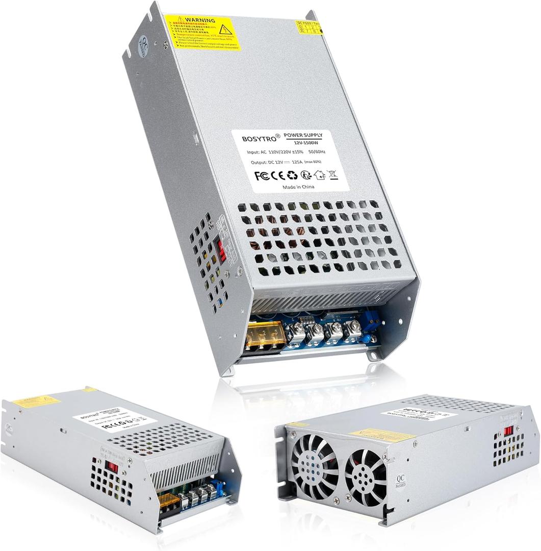 12V 125A 1500W DC Switching Power Supply Adapter PSU AC 110V / 220V-DC 12V Transformer Adapter, for 3D Printer,CCTV Camera Security System, Computer Project of Industrial Power Supplies