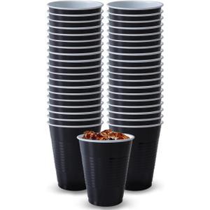 Hanna K. Signature Disposable Plastic Party Cups, Heavy-Duty 18 oz Black Cups, 50 Count
