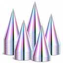 Oqqlin 60 Pcs Cone Birthday Party Hats Bulk, Laser Paper Party Hats Metallic Foil Hat with Elastic String for Kids, Adults, Stuffed Animals - Assembly Required