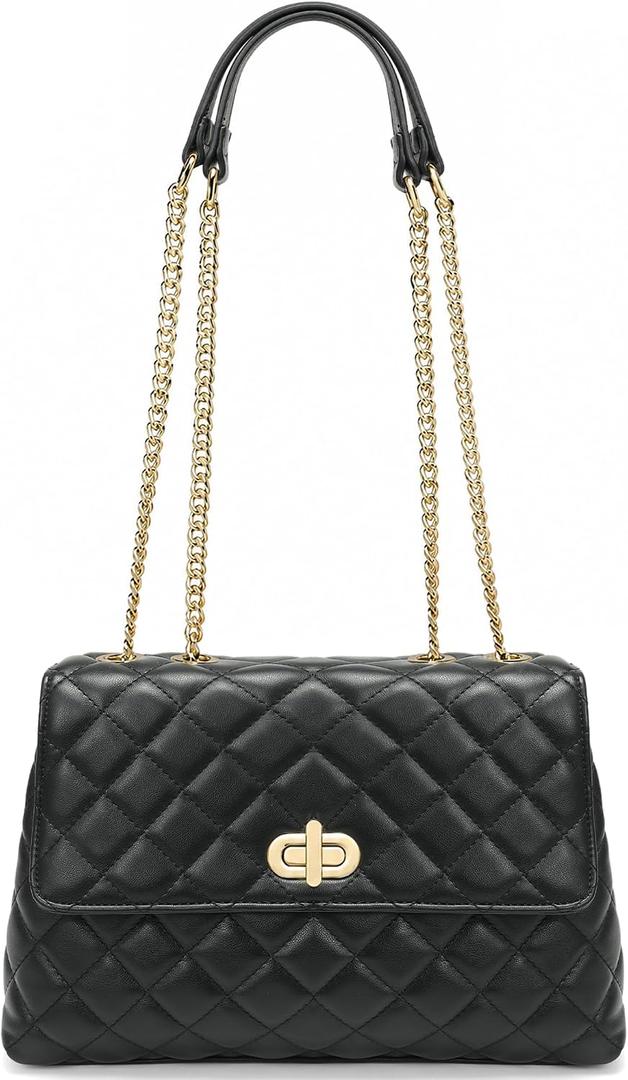 Purse for Women Quilted Shoulder Handbags with Chain Strap Leather Crossbody Bag