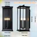Dusk To Dawn Extra Large Outdoor Wall Lantern-4 Light,Outdoor Wall Light Fixtures For Patio, Porch,Black Exterior Wall Sconce,Waterproof Outside Garage Lights,E12 Base, 1 Pack, 24"H*10.2"L*9.8"W