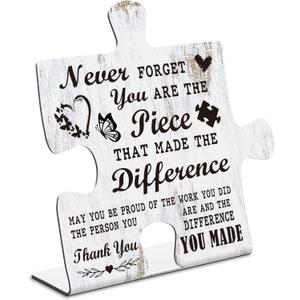 Thank You Gifts Never Forget You Are The Piece that Made the Difference, Farewell Goodbye Appreciation Retirement Gifts for Coworker Boss Friend, Metal Puzzle Office Signs & Plaques xpp231