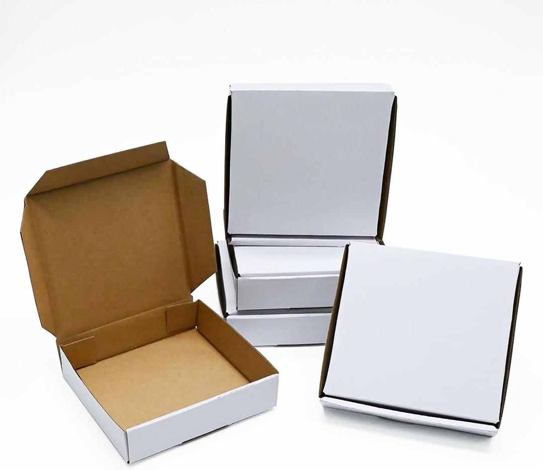 KBG Small Shipping Boxes 4X4X1 inch,White Corrugated Cardboard Mailers for Business,50 Pack Small Mailing Boxes Packaging Box Mini