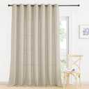 RYB HOME Linen Sheer Curtain - Large Backdrop Curtain Extra Wide Panel for Living Room Girls Bedroom Foyer Doorway Dining Sliding Glass Door, Warm Beige, W 100 X L 95 Long, Set of 1