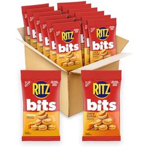 RITZ Bits Cheese and Spicy Queso Cheese Sandwich Crackers Variety Pack, Snacks for Kids and Adults, Lunch Snacks, 12-3 oz Bags, Best By: 22/JUN/2026