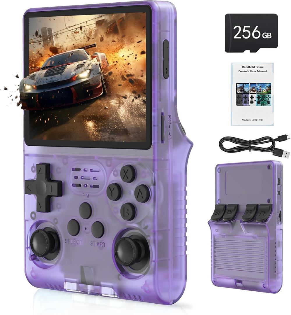 R40S PRO 30000 in 1 Handheld Game Console 3.5 inch IPS Screen Mini Retro Console 3800mAh Portable Pocket Arcade 45 simulators 256G TF Card 