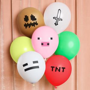xo, Fetti Mining Video Game Balloons - 25 pk, 12" | Kids Gaming Party Decorations, Pixel Birthday Supplies, Build It Bday Accessories