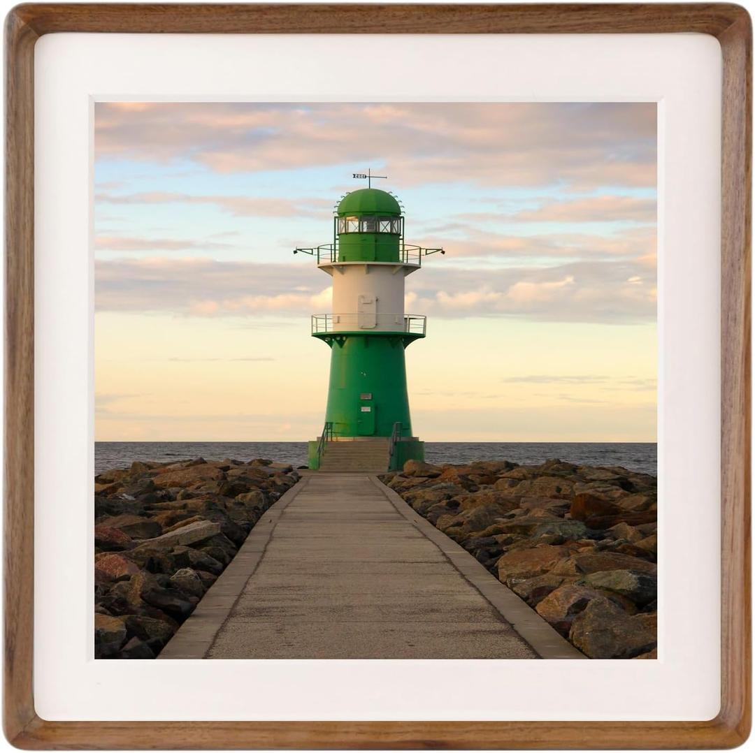 Natural 8x8 Picture Frames Wood with 6x6 Mat,Square Wall Photo Frames 8 x 8 Made of Solid Walnut Wood for Tabletop Gallery Wall Hanging