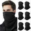 6 Pcs Winter Neck Gaiter Warmer Fleece for Men Women Adjustable Windproof Half Balaclava Thermal Neck Warmer Ski Face Mask Scarf for Cold Weather Cycling Motorcycle Sports Black