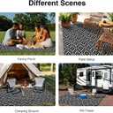 OLANLY Outdoor Rug 5x8 ft Waterproof, Outdoor Plastic Straw Rug with Geometric Pattern Clearance, Reversible RV Mat for Patio, Camping, Balcony, Deck, Backyard, Black & White
