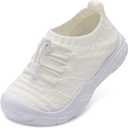 FEETCITY Toddler Slip On Shoes Boys Girls Wide Toddler Tennis Shoes Sports Walking Sneakers (4.5 Toddler, White)