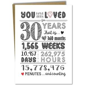 Katie Doodle 30th Birthday Card - Super Cute 30th Birthday Gifts for Her, 30th Birthday Decorations for Women Men, Dirty 30 Birthday Decorations for Her Him - Includes 30 Years Loved Card & Envelope 2pcs