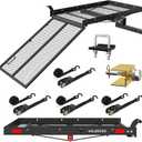 WILDROAD Hitch Cargo Carrier with Ramp 48" x 26" x 4" 500 LBS Folding Trailer Hitch Steel Wheelchair and Mobility Scooter Carrier Fits 2" Receiver with Stabilizer and 4pcs Ratchet Straps
