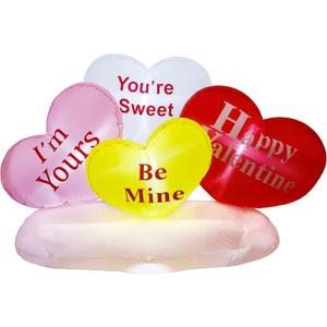 yofit 6 FT Long Valentine's Day Inflatable Hearts, LED Lights Hearts Cloud Happy Valentine Blow up Decorations, Valentine Romantic Holiday Decor for Indoor Outdoor Anniversary Wedding Party