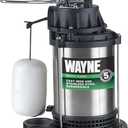 Wayne 58321-WYN3 CDU980E 3/4 HP Submersible Cast Iron and Stainless Steel Sump Pump with Integrated Vertical Float Switch, Large, Silver