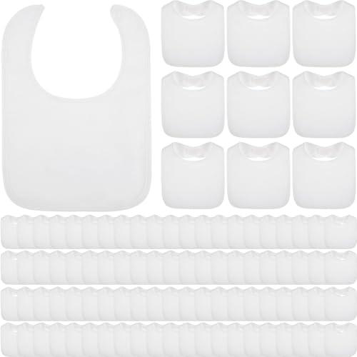 Toulite 10 Pcs White Bibs for Baby Washable Reusable Waterproof Cotton Feeder Bibs with Double Sided Design for Baby Shower Activity and Gifts