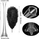 meekoo 6 Pcs Eiffel Tower Vases for Centerpieces with Ostrich Feathers 20 Inch Tall Skinny Clear Glass Extra Large Long Flower Vase for Wedding Flower Arrangement Home Decoration(Black)